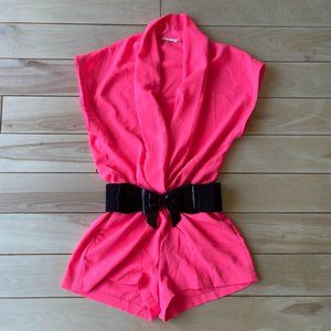 Sis Sis women's Barbie style hot pink shorts romper with pockets size S